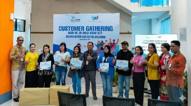 Customer Gathering dengan agen Be Ju Bisa di kantor Bank NTT Cabang Ruteng pada Selasa, 28 April 2026. Foto: Iatimewa