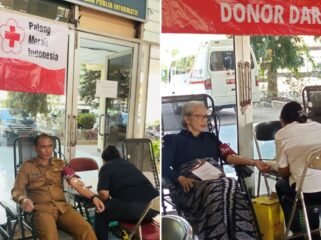 Ketua DPRD NTT, Emilia Julia Nomleni dan Sekretaris DPRD NTT, Alfonsius Watu Raka saat donor darah